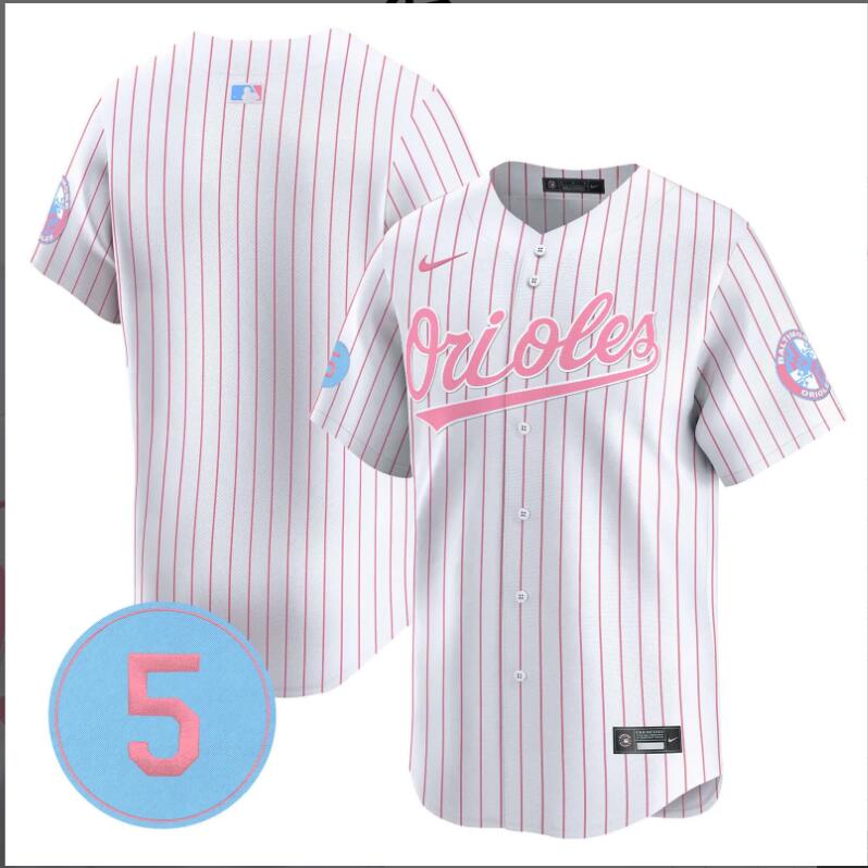 Men Baltimore Orioles blank white with red strips 2024 Nike MLB jersey
